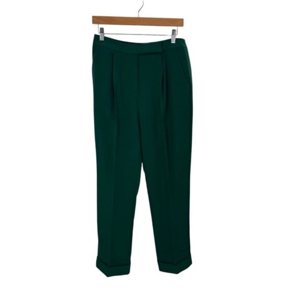 Tuckernuck NEW Green Pleated Duncan High Rise Straight Leg Trouser Pant Size 8 - Picture 2 of 9